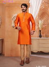 Orange Colour Latest Fancy Designer Party And Function Wear Traditional Jacquard Silk Kurta Churidar Pajama Redymade Collection 19003